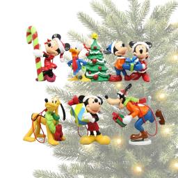 Disney mickey mouse árvore de natal pingente figuras de ação 6 pçs dos desenhos animados clássico brinquedo modelo boneca decoração para casa acessórios presentes - Image 2