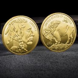 1pc American Buffalo Golden Coin: Uma Medalha Comemorativa Única em Honra a Cabeça do Velho Buffalo! - Image 3