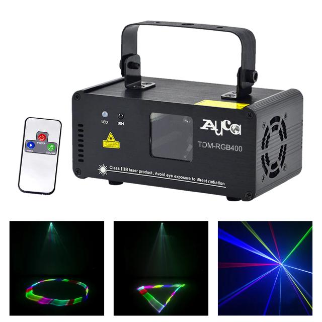 Projetor Laser RGB 400mW com Efeito 3D para Iluminação de Festas, Casamentos e Palcos, Sincronização com Música e Controle DMX