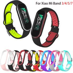 Pulseira de silicone para xiaomi mi banda 5, 6, esportes, respirável, substituição, duas cores - Image 1