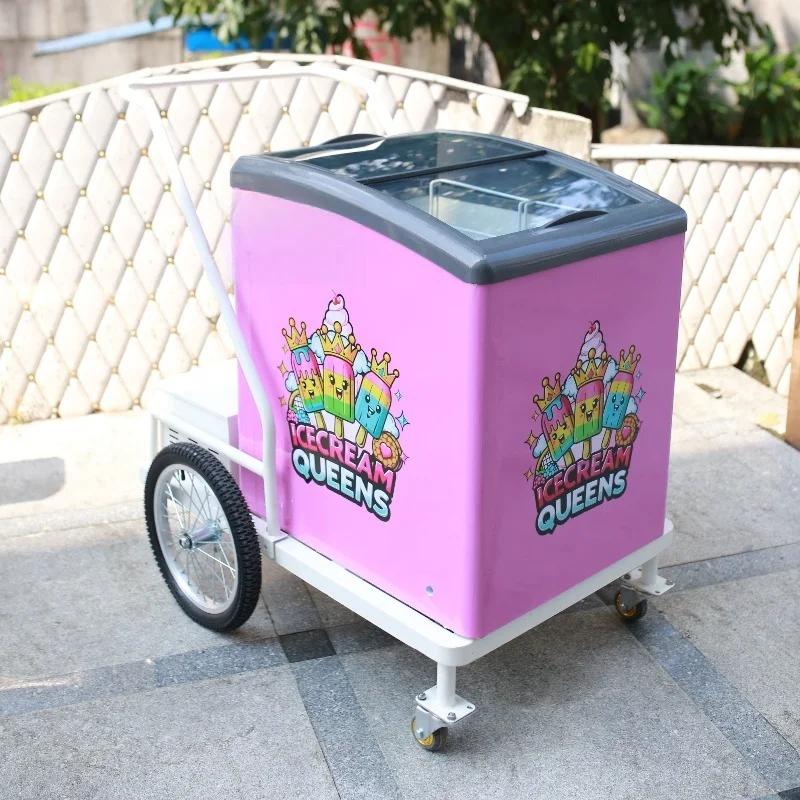 Carrinho de Sorvete 4 Rodas Alumínio Elétrico para Lanches e Sorvetes