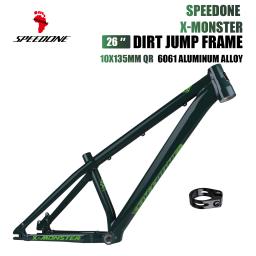 Speedone X-MONSTER quadro de salto sujeira 26 polegada ultraleve liga alumínio mountain bike hardtail dj bmx quadro 10x135mm liberação rápida - Image 1