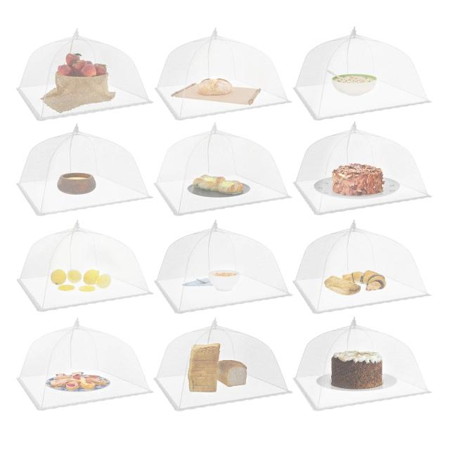 Tampas Protetoras para Piquenique: 3 a 12 Pacotes de Redes Pop Up para Frutas e Alimentos com Tela Dobrável e Design Guarda-Chuva de 17"