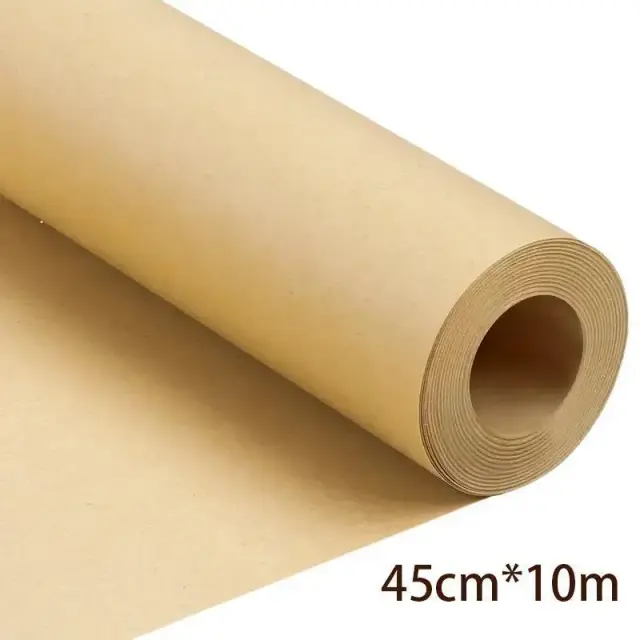 Embrulho Artesanal de Papel Kraft Marrom com Flores - 10m de Material 100% Reciclado e Degradável