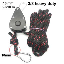 Heavy Duty ajustável catracas da polia da corda, Corda de barraca de acampamento, Amarrar cabide, Caiaque canoa barco arco, 10mm, 3 m, 5 m, 10m, 100kg - Image 1