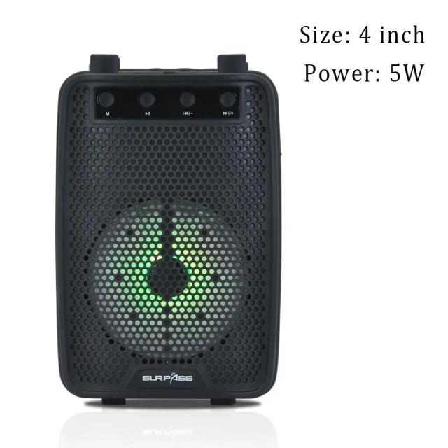 Caixa de Som Bluetooth Portátil 4 Polegadas com Luz RGB, Função Karaokê, Subwoofer e Suporte a USB/TF/Rádio FM para Festas