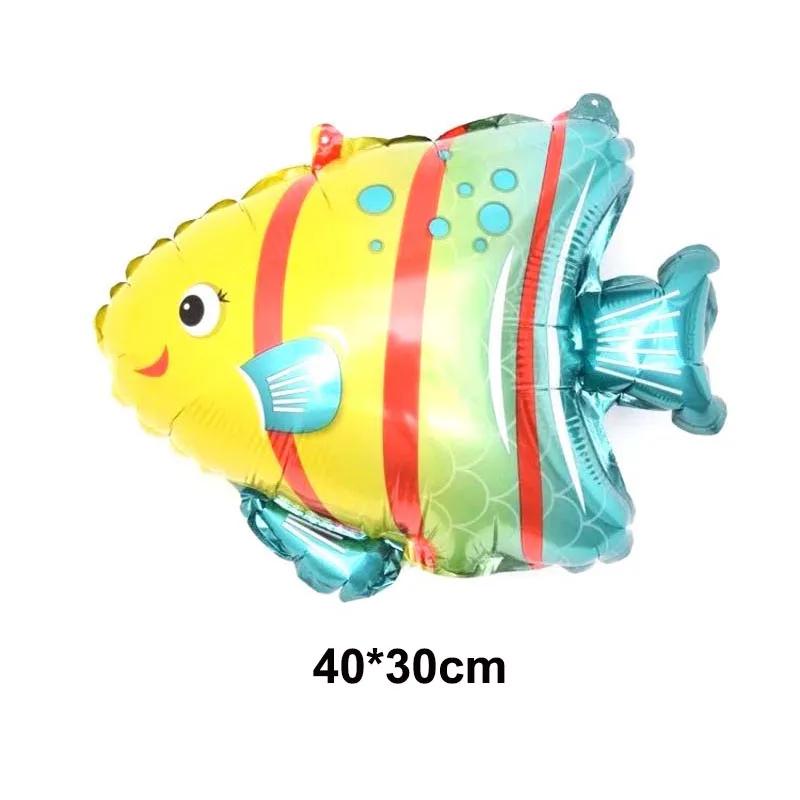 Balão de animais marinhos para decoração de aniversário, festa mundial oceânica, concha, estrela do mar, peixe, cavalo, polvo, tubarão - Image 1
