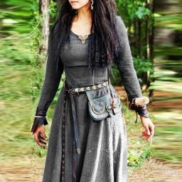 Vestido medieval feminino manga longa maxi robe vintage fada elven vestido renascentista celta viking gótico cosplay trajes - Image 4