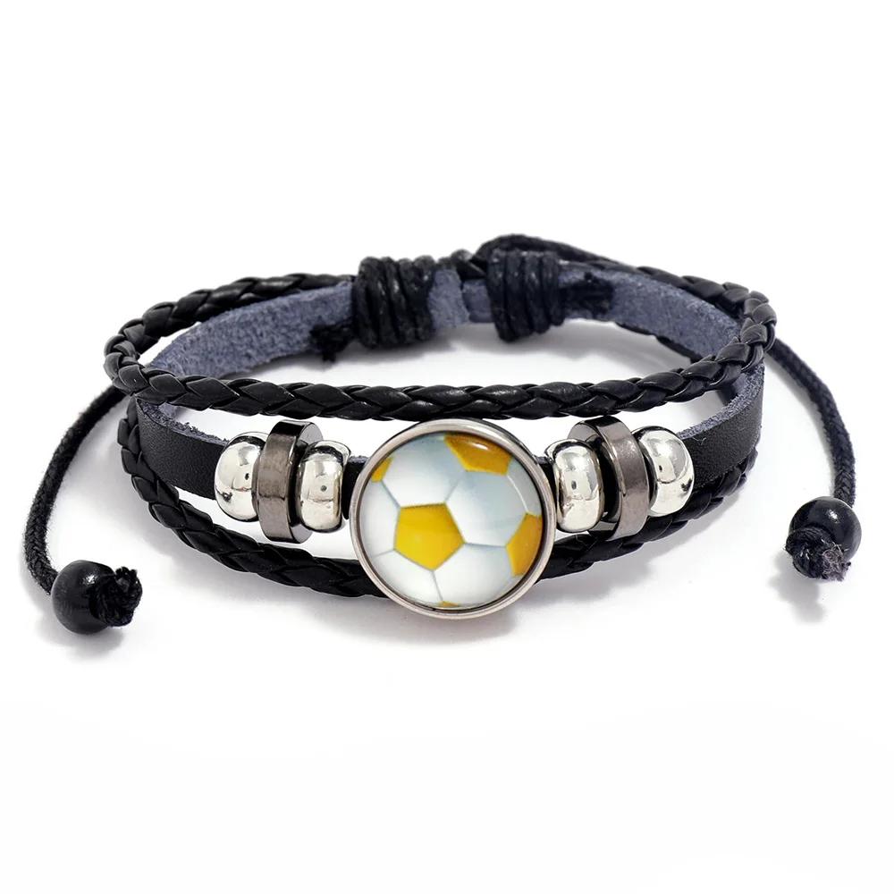 Personalizado frisado futebol fãs pulseira, couro personalizado jóias, moda europeia e americana - Image 1