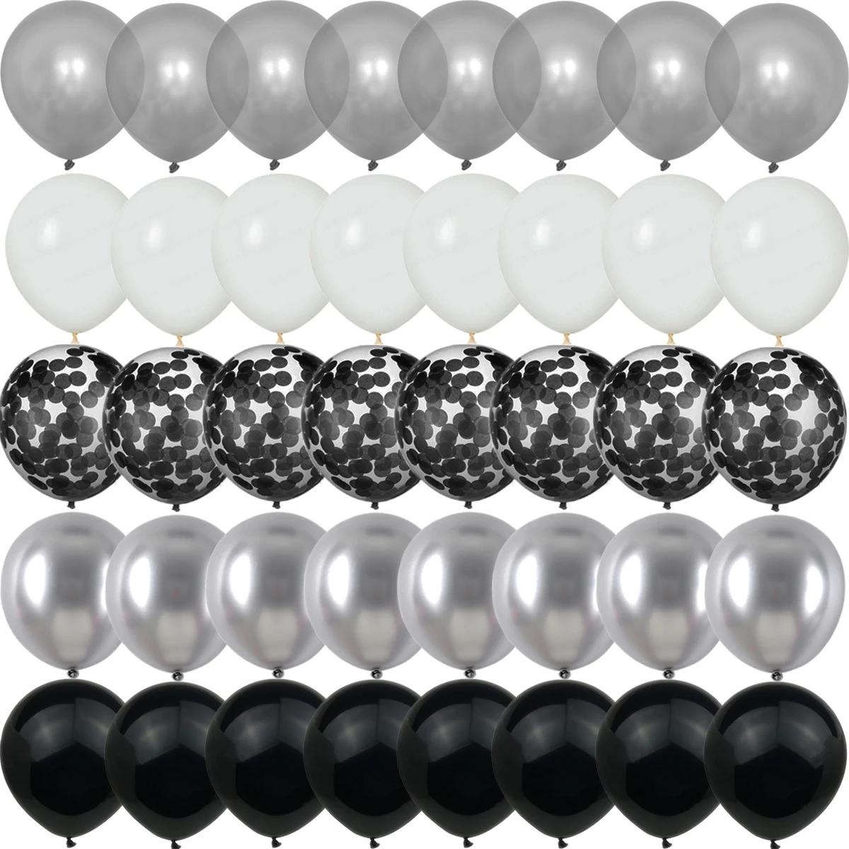 40 pçs prata pérola metal látex festa confetes balões aniversário casamento babyshower decorações ano novo globos - Image 1