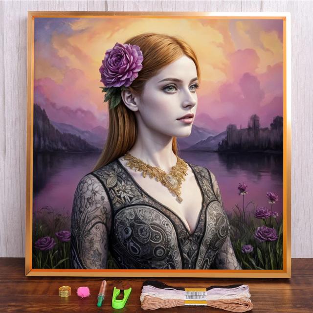 Conjunto de Ponto Cruz Bordado: Artesanato DIY com Animais e Retratos para Decoração de Casa