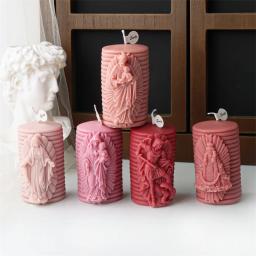 Molde de vela de silicone para artesanato DIY, moldes ovais com deusa anjo, figuras cristãs, cera de soja R, tema religioso - Image 2