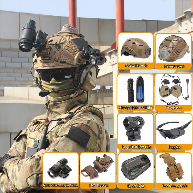 Capacete Tático com Óculos de Visão Noturna e Suporte NVG para Airsoft, Paintball e Caça