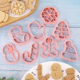 Conjunto De Moldes De Biscoito De Natal, Carimbo De Biscoito, Molde De Sobremesa, Árvore De Natal Bonito, Cortador De Biscoito De Gingerbread, Fondant Geada, 8pcs - Image 2