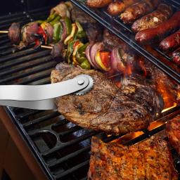 2pcs aço inoxidável churrasco salsicha girando Tong com escova de óleo Long Handle Hot Dog Tongs portátil churrasco girando pinças para grelhar - Image 6