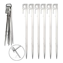 Estacas de barraca de aço inoxidável portátil, metal Pegs, peso leve, acampamento, mochila, jardim, hammock dossel, 6 pcs - Image 1