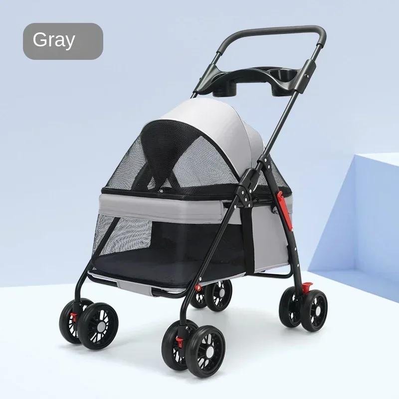 Leve e dobrável Pet Stroller para viagens ao ar livre, pequeno carrinho de estimação, cão, gato, pelúcia, bebê - Image 1