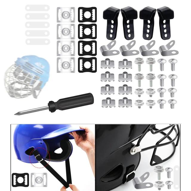 Kit de Reparação para Capacete de Hóquei e Beisebol/Softball com 61 Peças: Parafusos, Arruelas e Porcas Inclusas