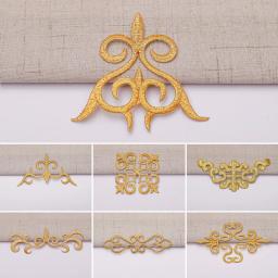 Ferro em apliques remendos bordados dourados decoração de festa vintage metálico fantasias cosplay flor diy guarnições - Image 2