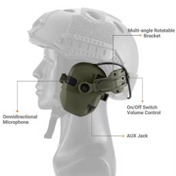 Capacete Tático Headset, Redução de Ruído, Captura De Som, Tiro, Proteção Auditiva, Protetor Ouvido, Airsoft, Auscultadores CS para Fast Wendy - Image 5