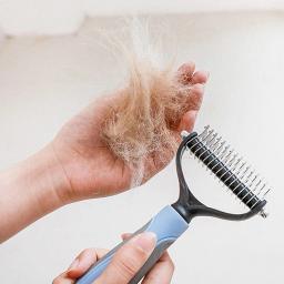 Cão removedor de cabelo pente pet pele nó cortador dupla face escova longo encaracolado cabelo líquido de limpeza gato grooming derramamento ferramentas pet fornecedores - Image 3