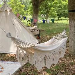 Hammock de acampamento ao ar livre com borla, rolamento de alta carga, cadeira de jardim, cama dobrável pendurada, externa ou interna, 1pc - Image 2