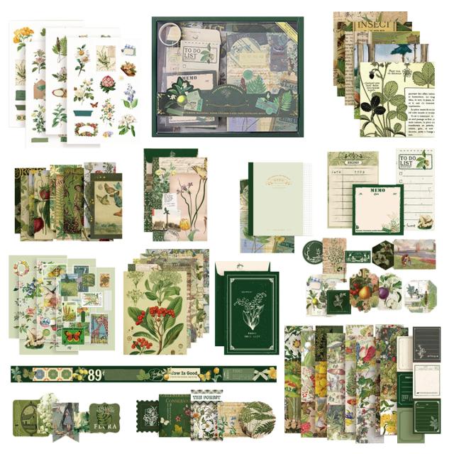 Kit Completo de Retro Scrapbook com Caixa de Presente: Decoração DIY, Notebook Vintage, Cartões Diários e 125 Suprimentos para Artesanato