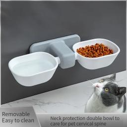 Tigela de alimentação para animais de parede, tigelas duplas para gato e cachorro, tigela de água suspensa, altura ajustável, 1pc - Image 1