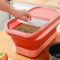 Recipiente De Armazenamento De Alimentos Dobrável Com Tampa, Recipiente De Alimento Dobrável Pet, Caixa De Vedação Hermética, Caixas De Armazenamento De Grãos De Cozinha, Cão e Gato - Image 6