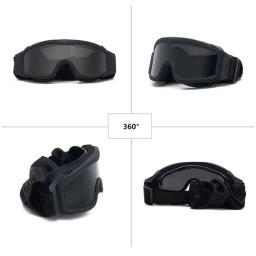 Airsoft-Óculos táticos com proteção UV, vento à prova de poeira, 3 lentes, motocross, motocicleta, montanhismo, óculos de tiro, seguro - Image 5