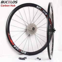 Bucklos 700c conjunto de rodas de bicicleta de estrada, carbono fosco, jantes sem câmara para freio v presta (f/v), peças de ciclismo - Image 1