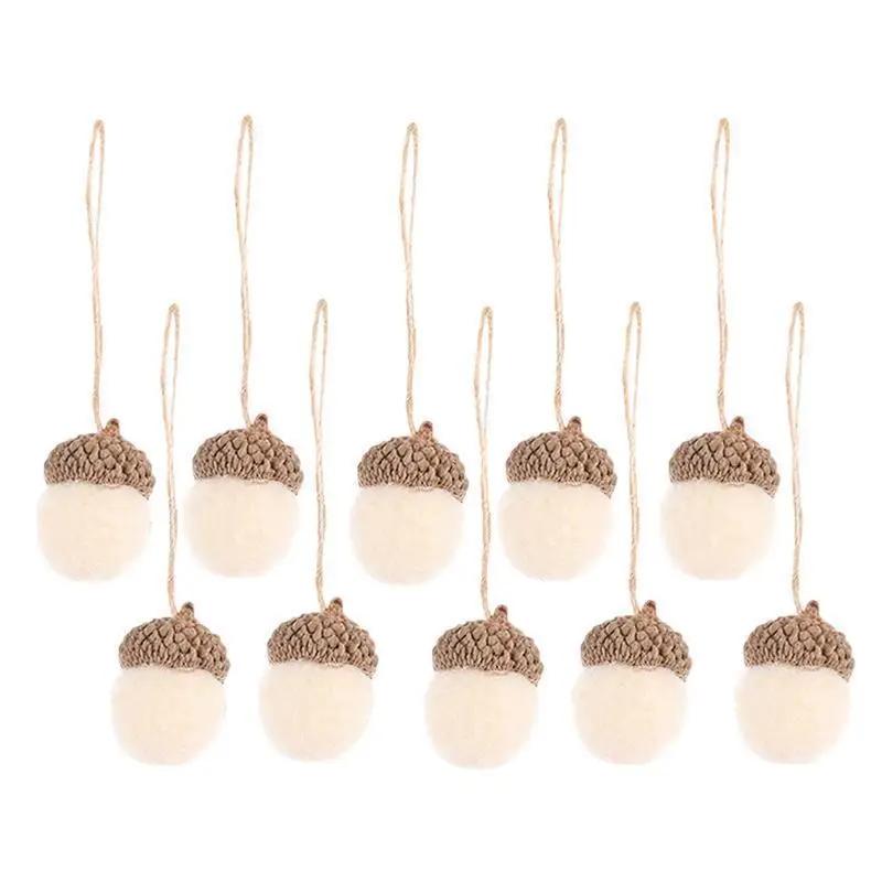 10 pçs árvore de natal pendurado pingente diy feltro pinho cone bolas decorações de mesa enfeites de árvore de natal 10x2x2cm - Image 1