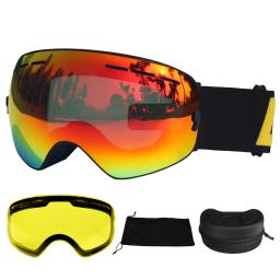 LOCLE Camadas Duplas Óculos de Esqui Anti-nevoeiro UV400 Esférico Óculos de Esqui Neve Snowboard Óculos de Esqui Lente Iluminadora - Image 1