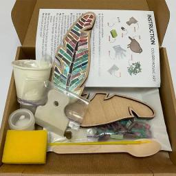 Kit de mosaico de vidro manchado para crianças, artesanato criativo, pena brilhante, DIY artes e ofícios, artesanato artesanal - Image 4
