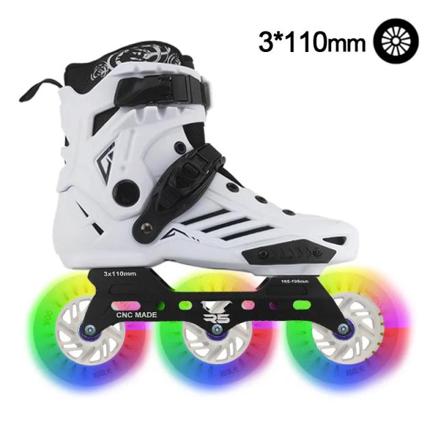 Patins Inline Roselle 3x110mm com Rodas LED para Velocidade e Slalom - Quadro Plano e Design Simétrico