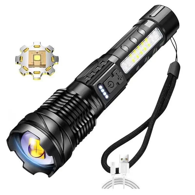 Lanterna LED recarregável super brilhante, 10000 High Lumen Zoom, poderosa luz da tocha, USB-C Long Range, lanterna LED XHP50 - Image 1