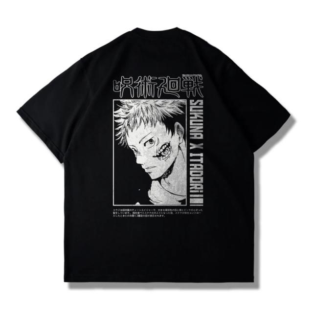 Jujutsu Kaisen Camiseta Masculina Algodão Oversized Manga Curta Streetwear