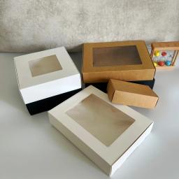 Caixas De Presente De Papel Kraft Com Janela De PVC Transparente, Caixas De Embalagem Para Festa, Doces Artesanais, Caixa De Presentes De Casamento, 10 Pcs, 20 Pcs, 50Pcs - Image 6