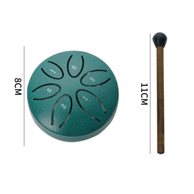 Aço Tongue Drum Mini, Instrumento de Percussão para Meditação e Yoga com 6 Notas