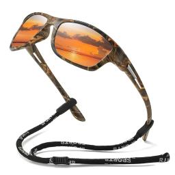 Óculos de sol polarizados com corrente para homens e mulheres, padrão de camuflagem, ciclismo, escalada, esqui, moda óculos, UV400 - Image 1