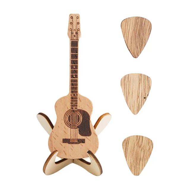 Palhetas Personalizadas para Guitarra Acústica em Madeira com Recipiente de Armazenamento - O Presente Ideal para Músicos