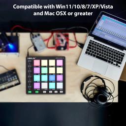 Portátil Mini MIDI Controller, Beat Maker Machine, 6 botões, Nota repetir, botões de nível completo, controlador Pad, USB, música produto - Image 4