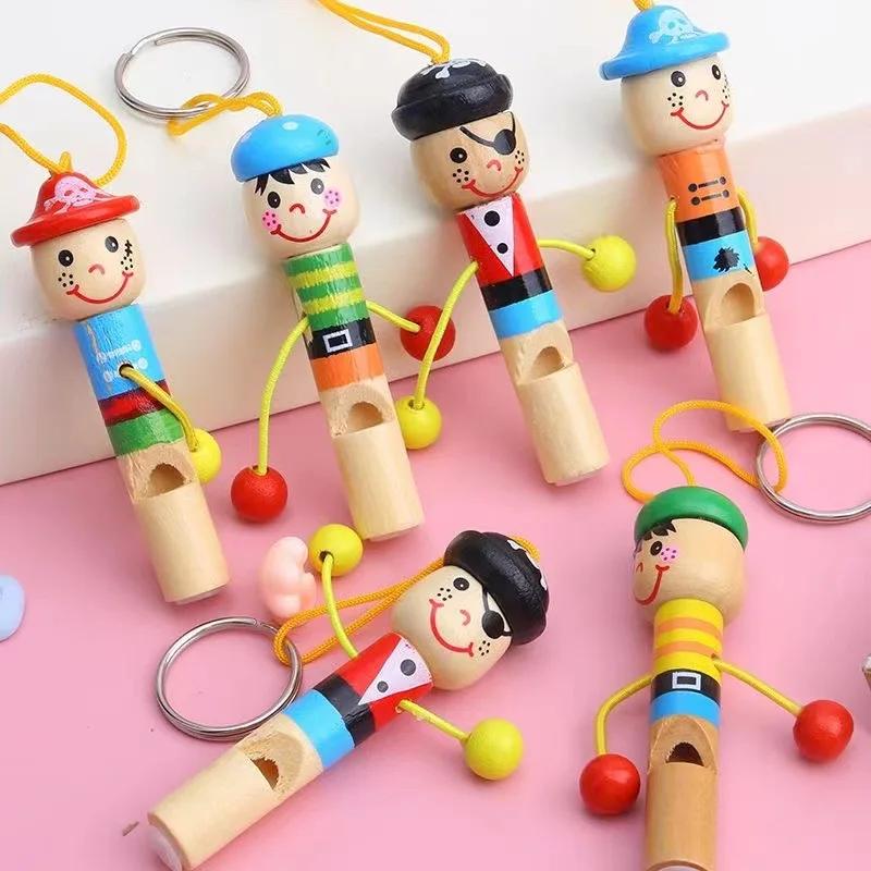 Assobios De Pirata De Madeira Para Crianças, Brinquedos De Instrumentos Musicais, Favores De Festa De Aniversário, Presente De Baby Shower, Halloween Pinata Filler, Bonito, 5Pcs - Image 1