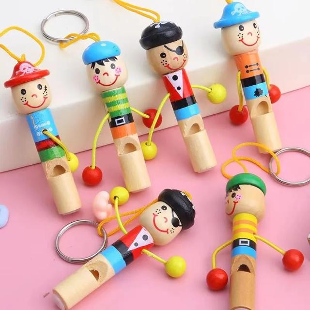 Assobios de Pirata de Madeira para Crianças - Brinquedos Musicais Divertidos, Ideais para Festas de Aniversário e Baby Showers, Pacote com 5 Peças