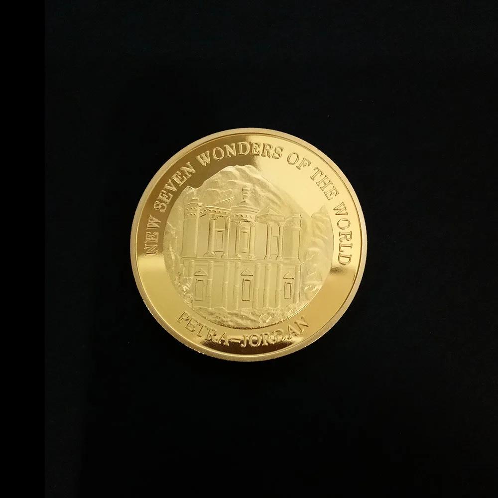 Coleção de Moedas das Sete Maravilhas do Mundo, Emblema Comemorativo Banhado a Ouro, Coleção Viagem - Image 1