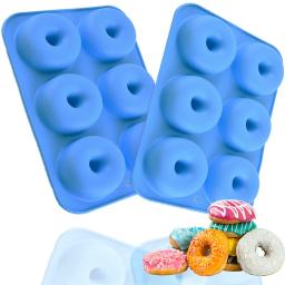 Non Stick Silicone Donut Mold, Mini Cupcake Mold, Resistente ao calor, 6 Donuts, Produto comestível, Silicone Bagels Pan for Baking - Image 4