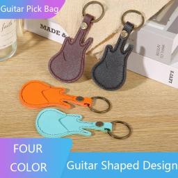 Suporte de palheta de guitarra, estojo de palheta de couro, chaveiro, formato de guitarra, acessórios de instrumento de cordas, excluindo palheta - Image 3