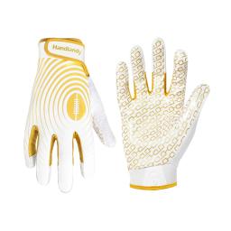Luvas de futebol americano para jovens, luvas receptoras largas pegajosas para crianças, luvas de rugby elásticas brancas e douradas - Image 1