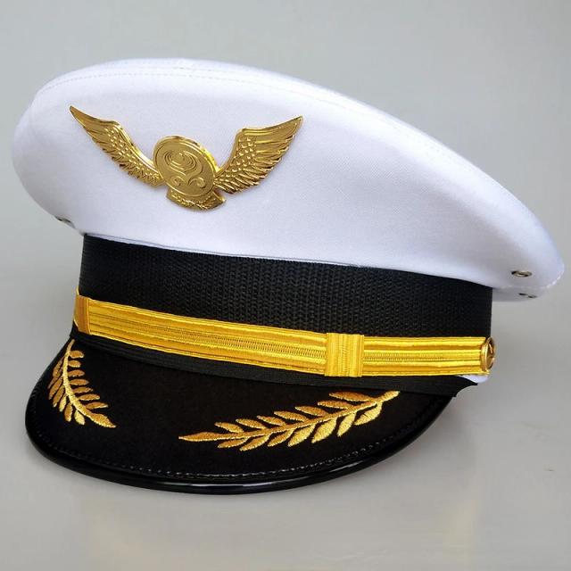 Chapéu do capitão da marca de designer grande cornija chapéu aviação boné piloto grande gorras para hombres casquette homme venda quente frete grátis correio