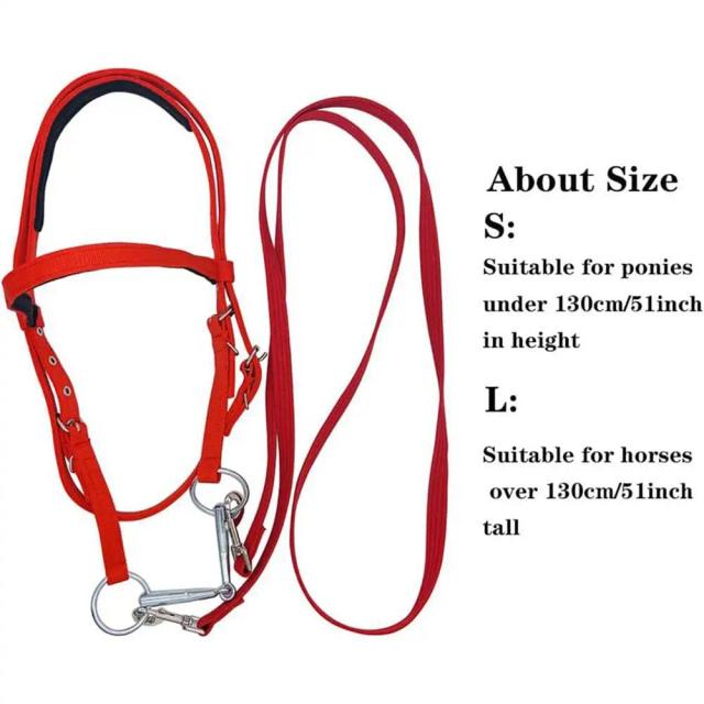 Equipamento Equestre Brida de Cavalo Ajustável em Nylon e Metal Vermelha